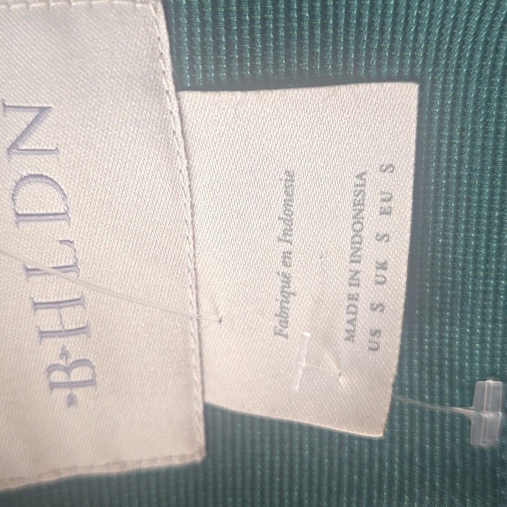 BHLDN Off-Shoulder Gathered Stretch Mesh Slim Midi Dress, Green Pattern, $268.00 - Picture 9 of 11